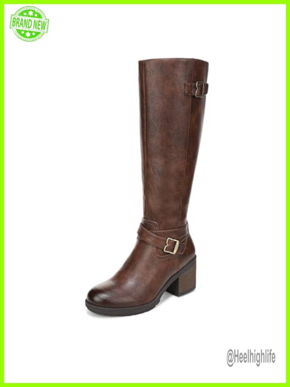 Faux Leather Knee High Zip Tall Boots Block Heel Round Toe